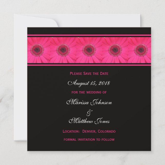 Guarde o Convite de Data — Gerbera Daisy Rosa (Frente)