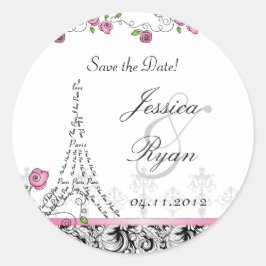 Guarde os adesivos de casamento Paris Preto Branco