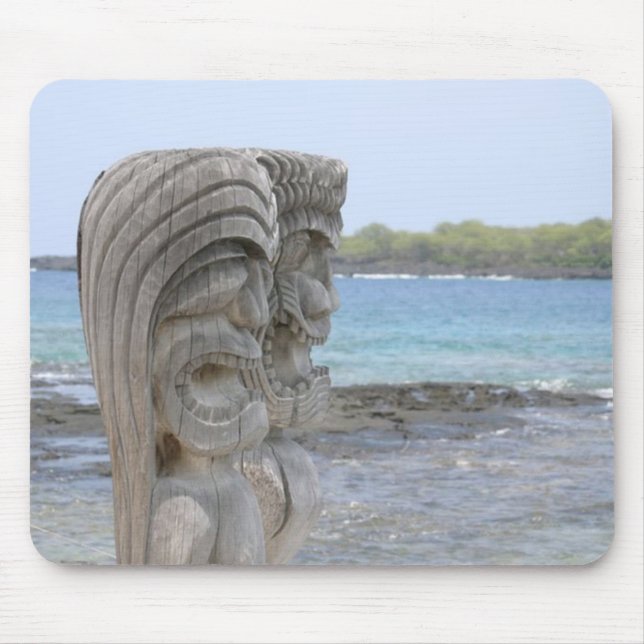 Guardiães de Tiki em Kona, Havaí - Mousepad (Frente)