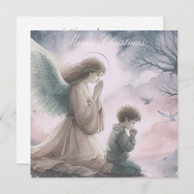 Guardian Angel e Criança Rezando Juntos (Frente/Verso)