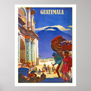 Guatemala, pessoas, poster viagens vintage