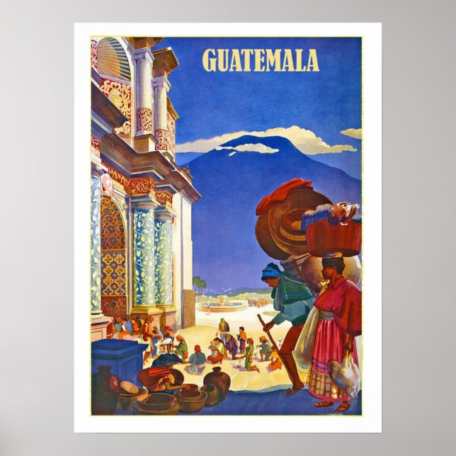 Guatemala, pessoas, poster viagens vintage (Frente)
