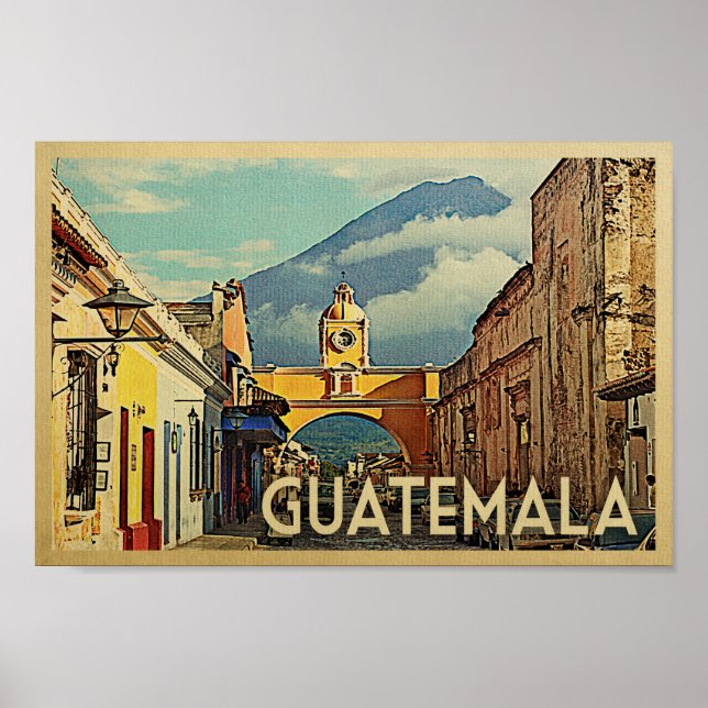 Guatemala Poster Viagens vintage Antígua Art (Frente)