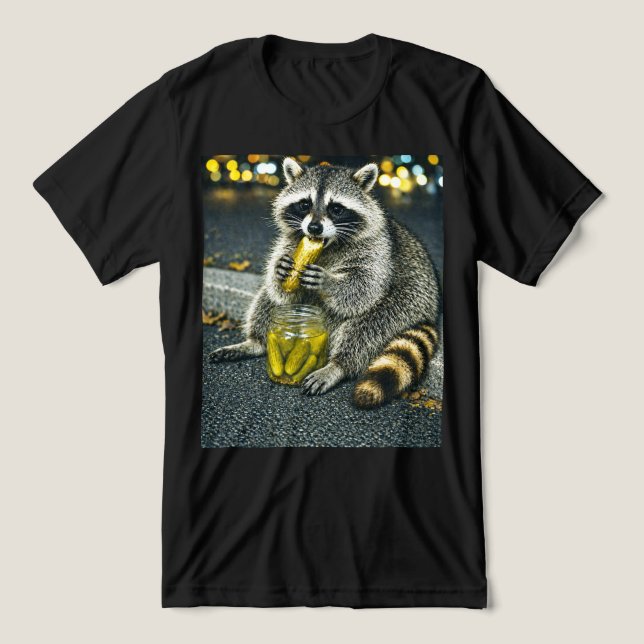 Guaxinim Engraçado Comendo Picles Meme  (Design frontal)