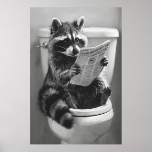 Guaxinim Engraçado Jornal Impressão Sanitário, Exc