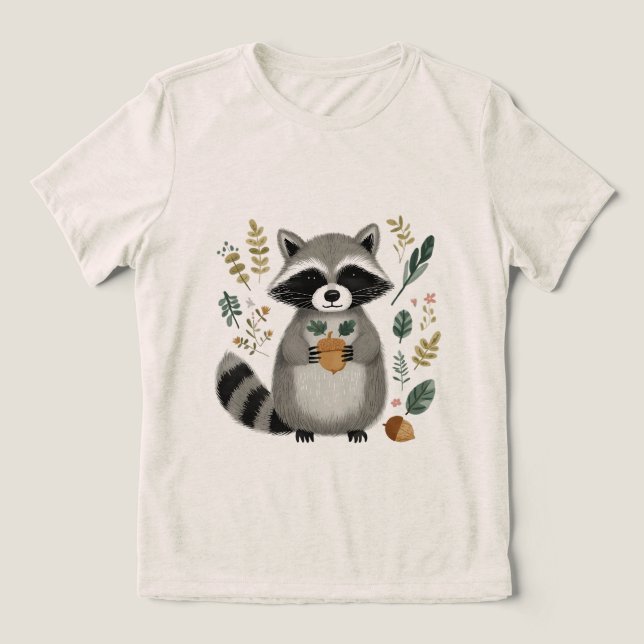 Guaxinim Fofo Segurando Bolota (Design frontal)