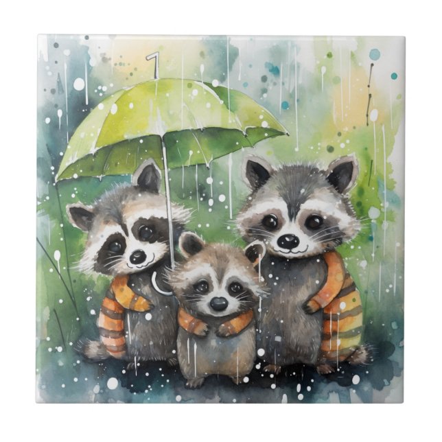 Guaxinins Fofos na Chuva (Frente)