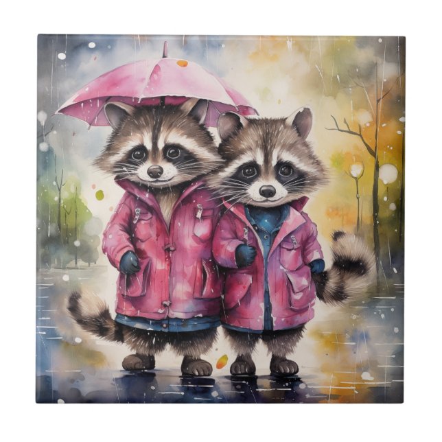 Guaxinins Fofos na Chuva (Frente)