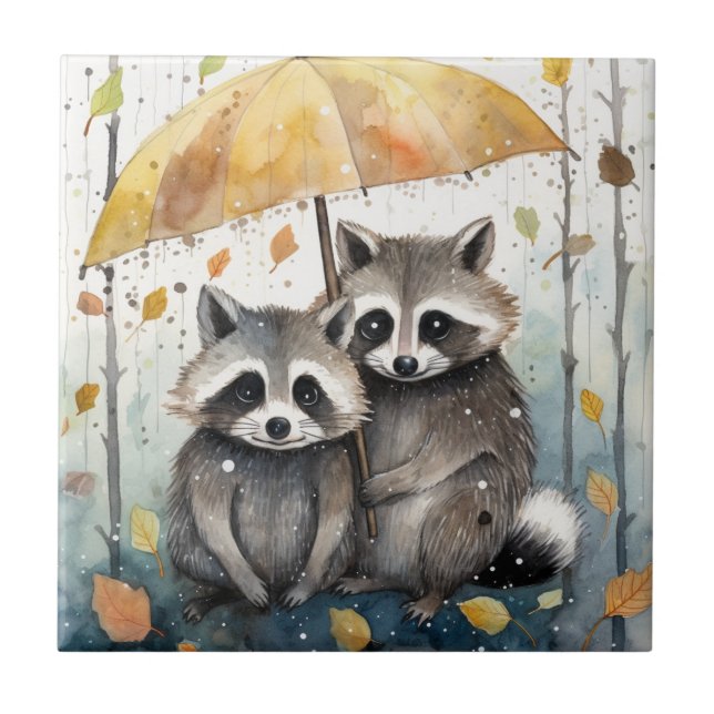 Guaxinins Fofos na Chuva (Frente)