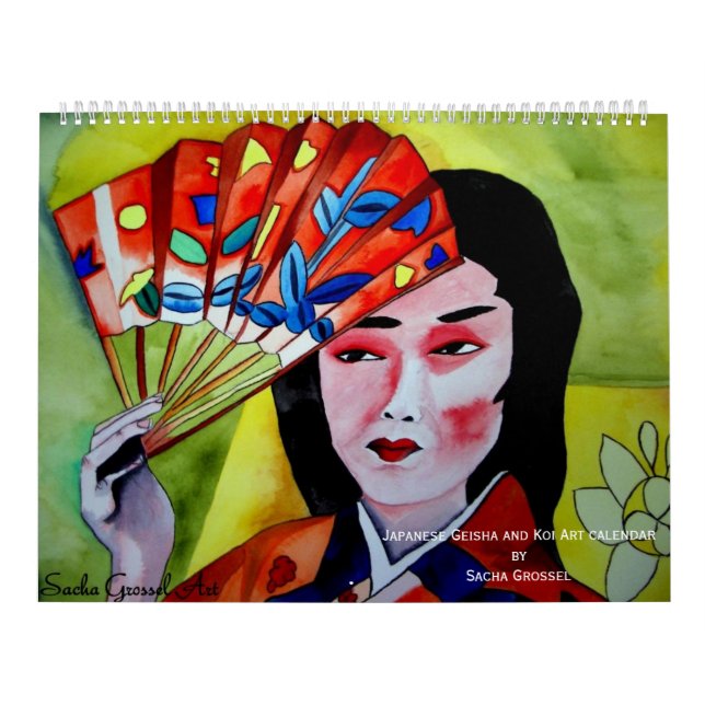 Gueixa e calendário japoneses da arte de Koi (Capa)