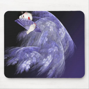 Gueixa em Mousepad azul escuro