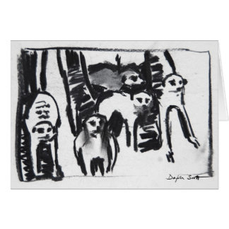 Guerra-dança de Meerkats - cartão da arte