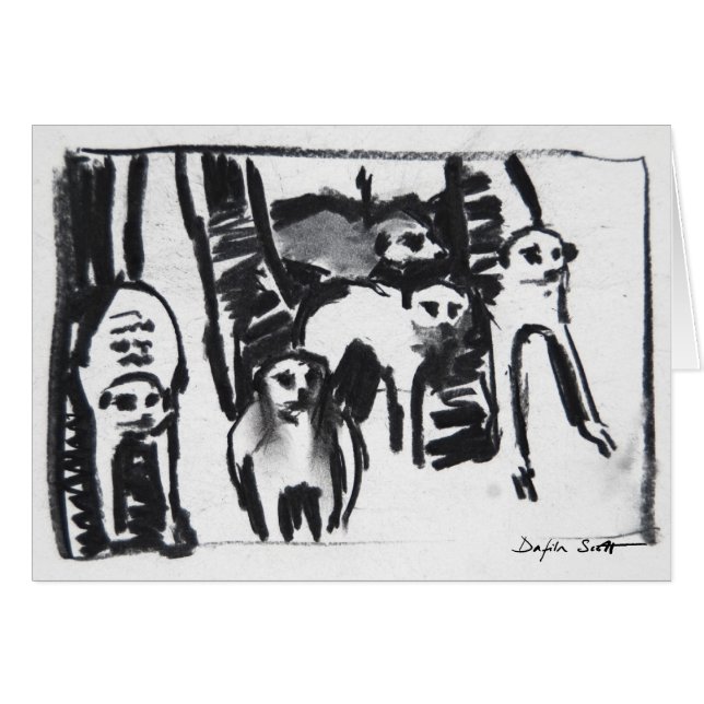 Guerra-dança de Meerkats - cartão da arte (Frente Horizontal)