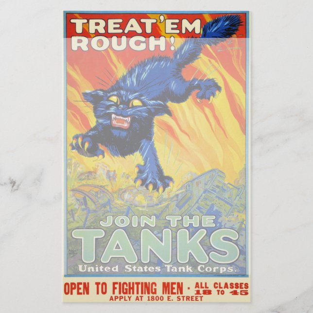 Guerra Militar Vintage Recrutando com um Gato Selv (Frente)