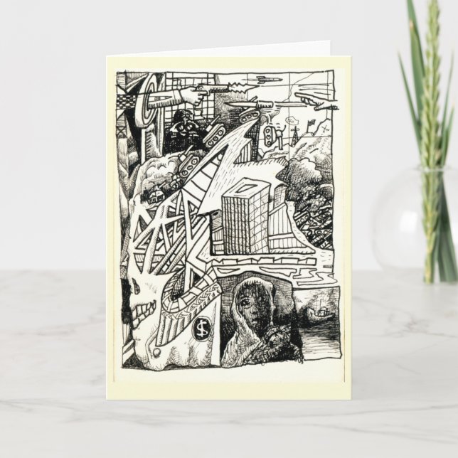 "Guerra Moderna", Cartão de desenho de tinta (Frente)