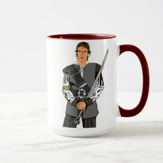 Guerreiro da fantasia e caneca do caudilho