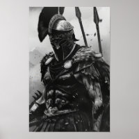 Guerreiro espartano em Poster de armadura branca e