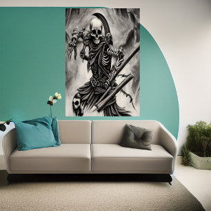 Guerreiro esqueleto Spooky   AI Art Poster
