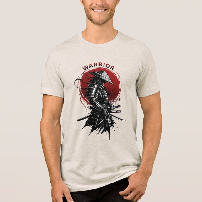 Guerreiro Samurai Sol Nascente Estilo de Tinta Jap (Frente)