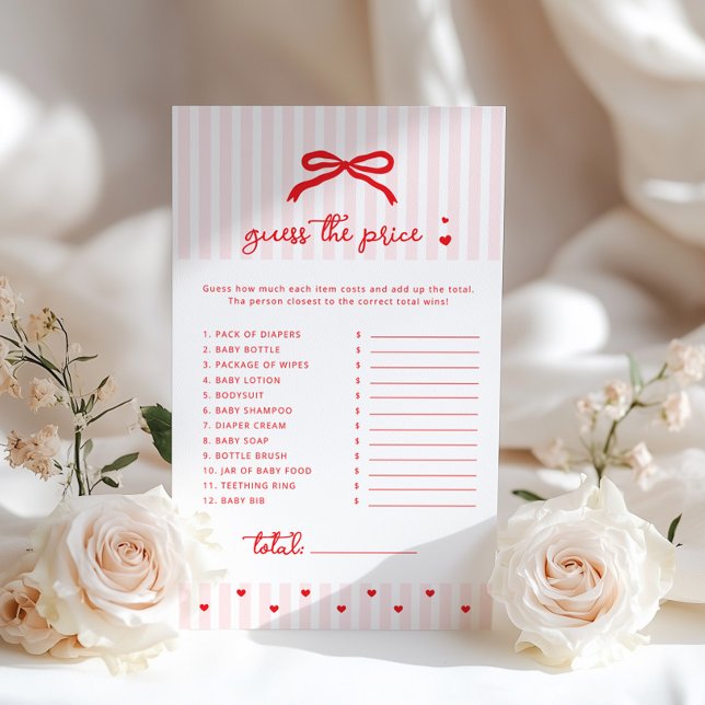 Guess the Price Valentinces Red Bow Baby Shower (Criador carregado)