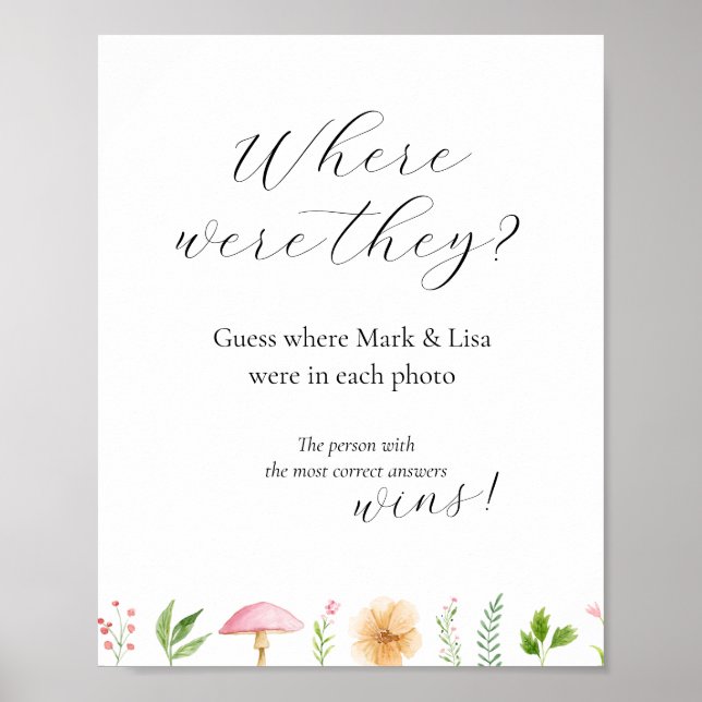 Guess where they were Bridal Shower Game Poster (Frente)