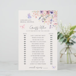 Guess Who Butterfly Wildflower Bridal Shower Game