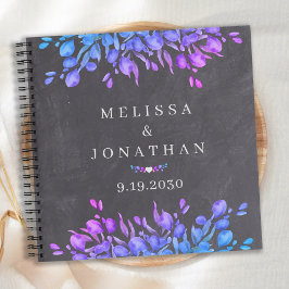 Guestbook de Casamento Azul Púrpura de Chalkboard