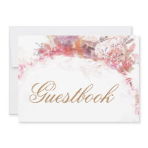 Guestbook de Casamento com Flor Rosa-Primavera Rom