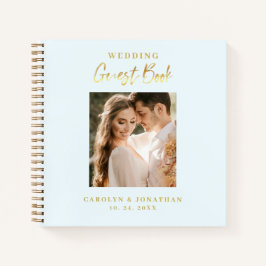 Guestbook Elegante Dourado Sky Blue Weding