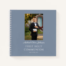 Guestbook Elegante Dusty Blue Boy First Communy