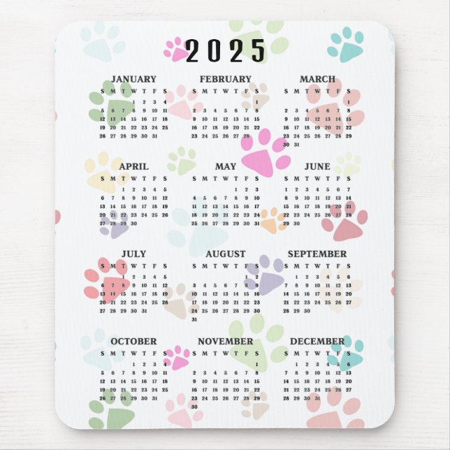 Guia Colorido Imprime o Mousepad de Calendário 202 (Frente)