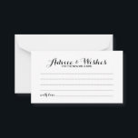 Guia de Casamento de Script Elegante e Cartão de D<br><div class="desc">Adicione um toque pessoal ao seu casamento com um conselho de casamento elegante e um cartão de desejos. Este cartão de conselho apresenta o título no estilo de fonte elegante e preto da caligrafia moderna e detalhes no estilo de fonte sans serif preto em fundo branco. Perfeito para casamento, chá...</div>