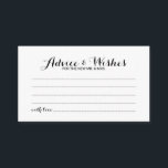 Guia de Casamento de Script Elegante e Cartão de D<br><div class="desc">Adicione um toque pessoal ao seu casamento com um conselho de casamento elegante e um cartão de desejos. Este cartão de conselho apresenta o título no estilo de fonte elegante e preto da caligrafia moderna e detalhes no estilo de fonte sans serif preto em fundo branco. Perfeito para casamento, chá...</div>