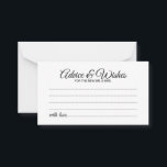 Guia de Casamento de Script Elegante e Cartão de D<br><div class="desc">Adicione um toque pessoal ao seu casamento com um conselho de casamento elegante e um cartão de desejos. Este cartão de conselho apresenta o título no estilo de fonte elegante e preto da caligrafia moderna e detalhes no estilo de fonte sans serif preto em fundo branco. Perfeito para casamento, chá...</div>