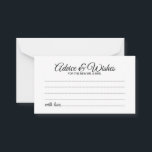 Guia de Casamento de Script Elegante e Cartão de D<br><div class="desc">Adicione um toque pessoal ao seu casamento com um conselho de casamento elegante e um cartão de desejos. Este cartão de conselho apresenta o título no estilo de fonte elegante e preto da caligrafia moderna e detalhes no estilo de fonte sans serif preto em fundo branco. Perfeito para casamento, chá...</div>