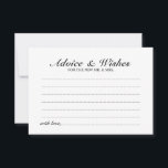 Guia de Casamento de Script Elegante e Cartão de D<br><div class="desc">Adicione um toque pessoal ao seu casamento com um conselho de casamento elegante e um cartão de desejos. Este cartão de conselho apresenta o título no estilo de fonte da caligrafia elegante preta e detalhes no estilo de fonte de serif clássica preta em fundo branco. Perfeito para casamento, chá de...</div>