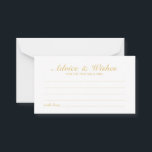 Guia de Casamento Dourado Elegante e Cartão de Des<br><div class="desc">Adicione um toque pessoal ao seu casamento com um conselho de casamento elegante e um cartão de desejos. Este cartão de conselho apresenta o título no estilo de fonte de caligrafia elegante dourado e detalhes no estilo de fonte de serif clássico em fundo branco. Perfeito para casamento, chá de fraldas,...</div>