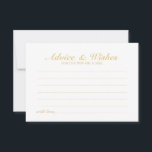 Guia de Casamento Dourado Elegante e Cartão de Des<br><div class="desc">Adicione um toque pessoal ao seu casamento com um conselho de casamento elegante e um cartão de desejos. Este cartão de conselho apresenta o título no estilo de fonte de caligrafia elegante dourado e detalhes no estilo de fonte de serif clássico em fundo branco. Perfeito para casamento, chá de fraldas,...</div>