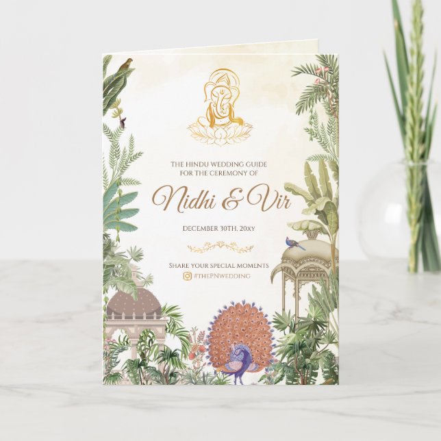 Guia de casamento indiano e programa de cerimônia  (Frente)