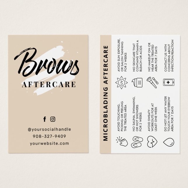 Guia de Cuidados Pós Sobrancelhas Beige pastel Bru (Frente & Verso)