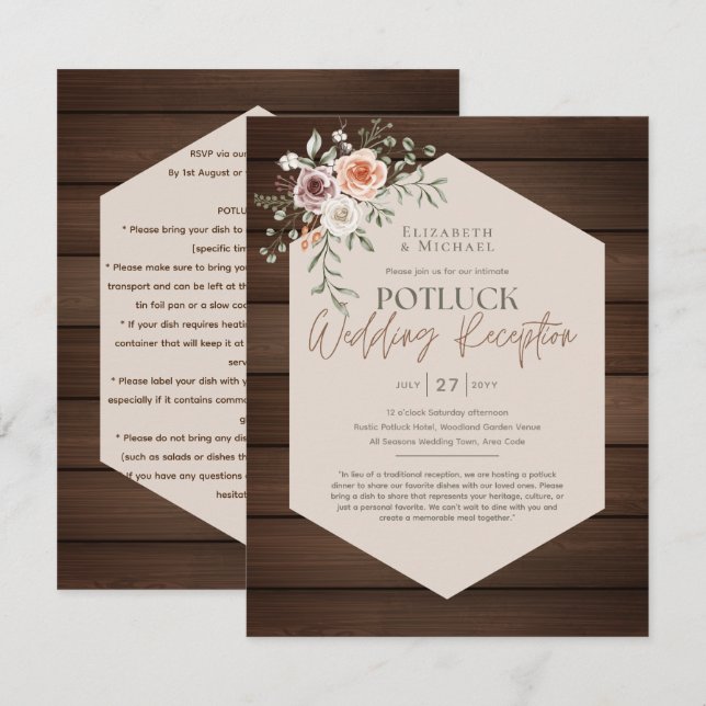 Guia de Modelo de Convite para Casamento Rustic PO (Frente/Verso)