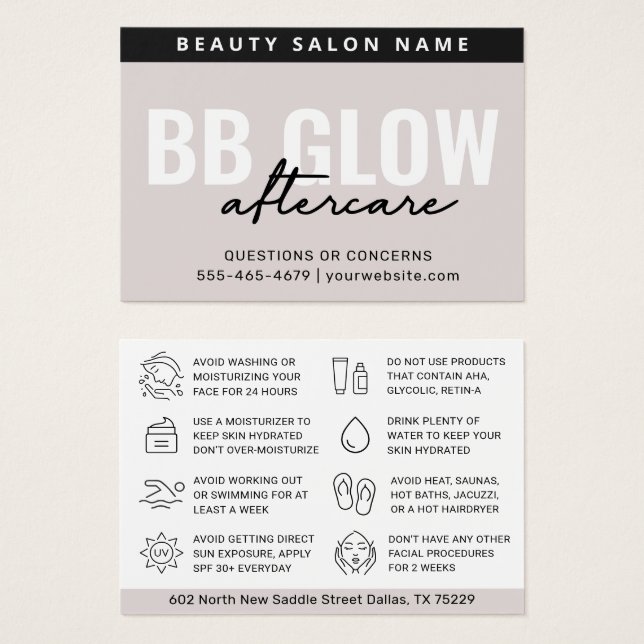 Guia de Pós-Tratamento BB Glow Soft Taupe Moderno (Frente & Verso)