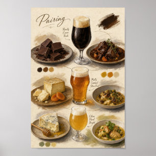 Guia de Poster de Combinação de Cerveja e Comida