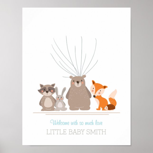 Guia do chá de fraldas impressões digitais da flor (Frente)