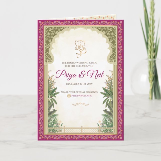 Guia do programa da cerimônia de casamento indiano (Frente)