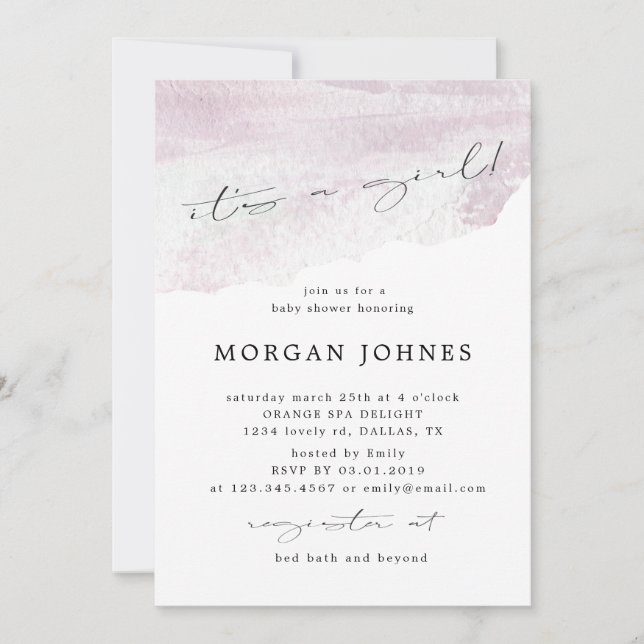 guião pastel elegante é um Chá de fraldas feminino (Frente)