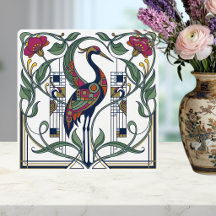 Guindaste Art Nouveau Padrão Geométrico Floral Cer