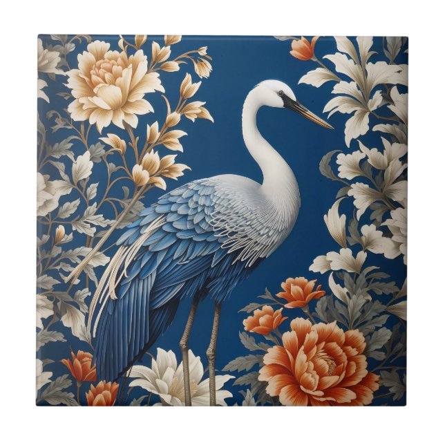 guindaste azul elegante William Morris inspirado (Frente)