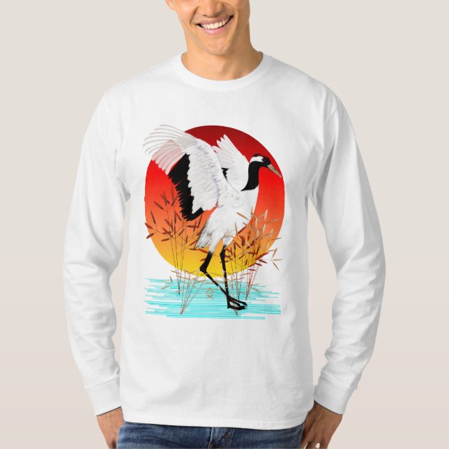 Guindaste e camisa coroados vermelho de Sun de (Frente)