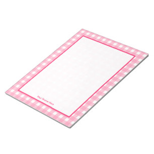 Guingão cor-de-rosa bloco de notas personalizado